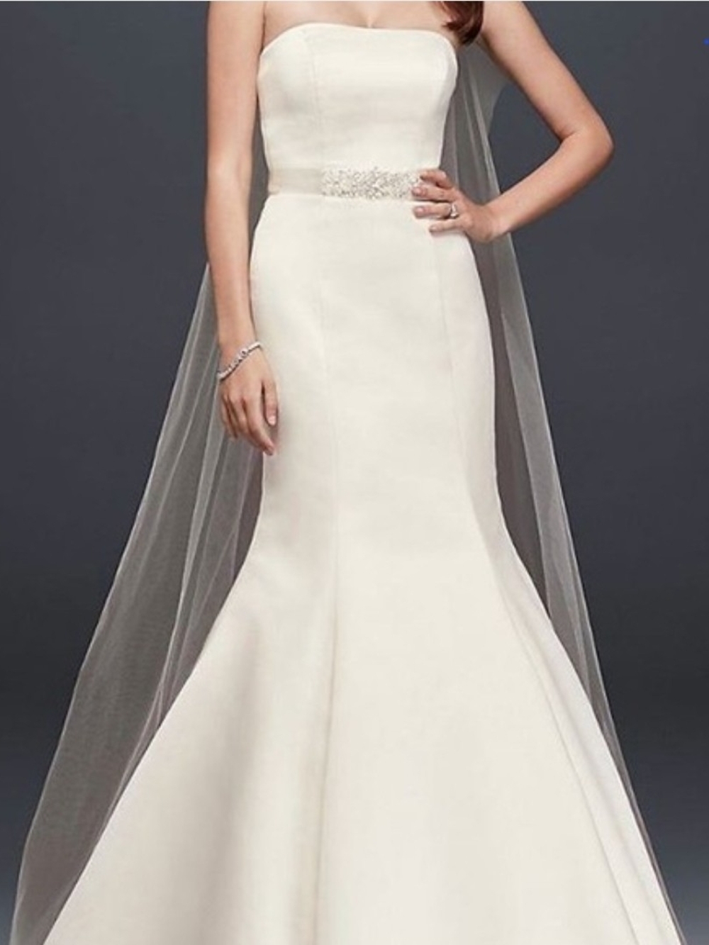 David’s bridal KP3738 - size 12. NWT. Strapless Ivory Mermaid Wedding Dress